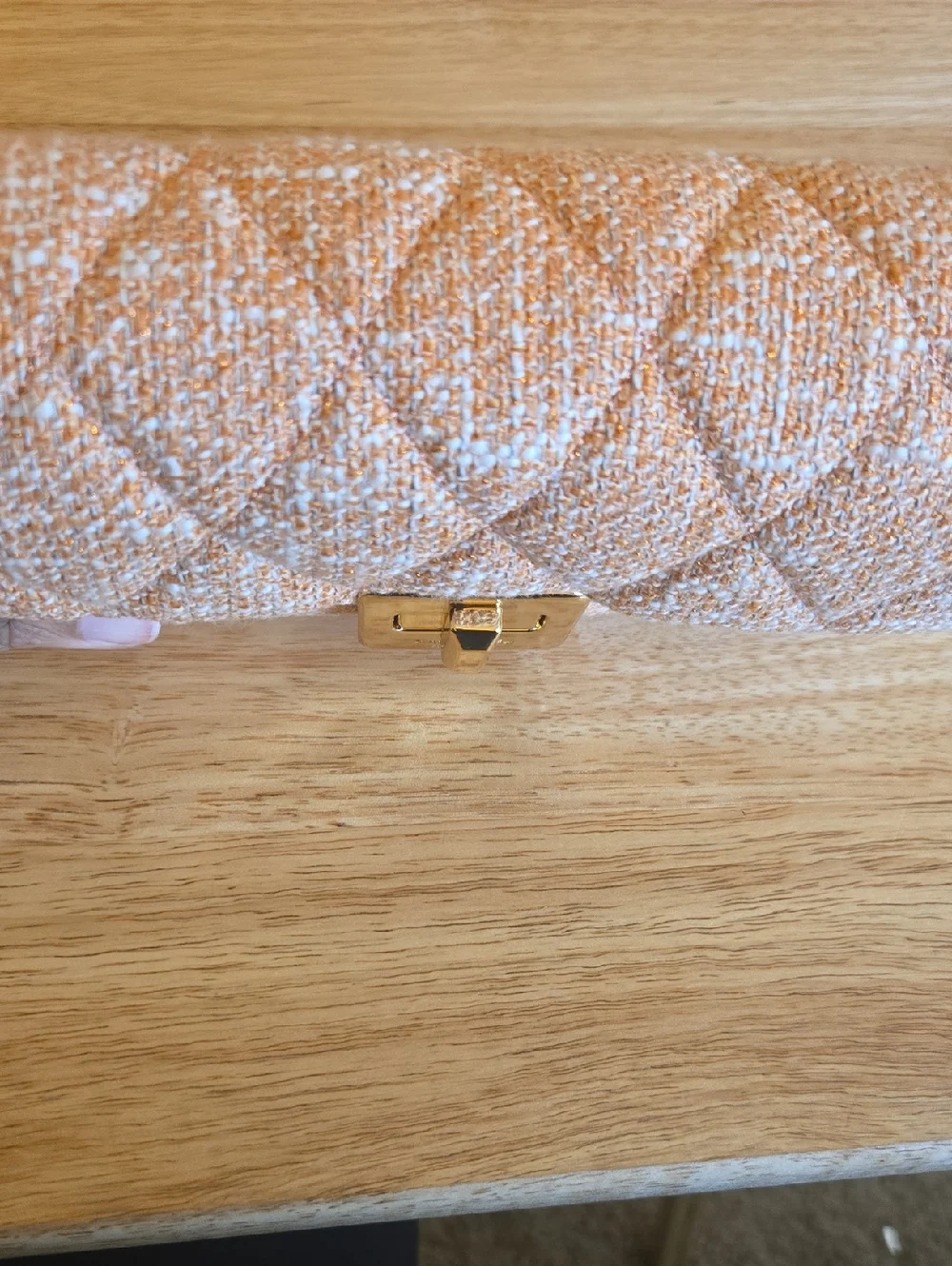 Kate Spade Carey Quilted Peach Tweed Wallet On Chain